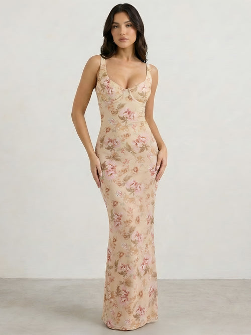 Zara-Ruched Maxi Dress - Vessita