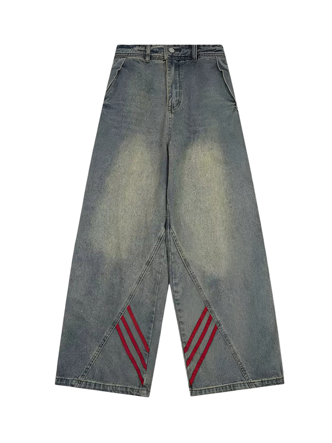 Ivy-Stripe Wide Jeans