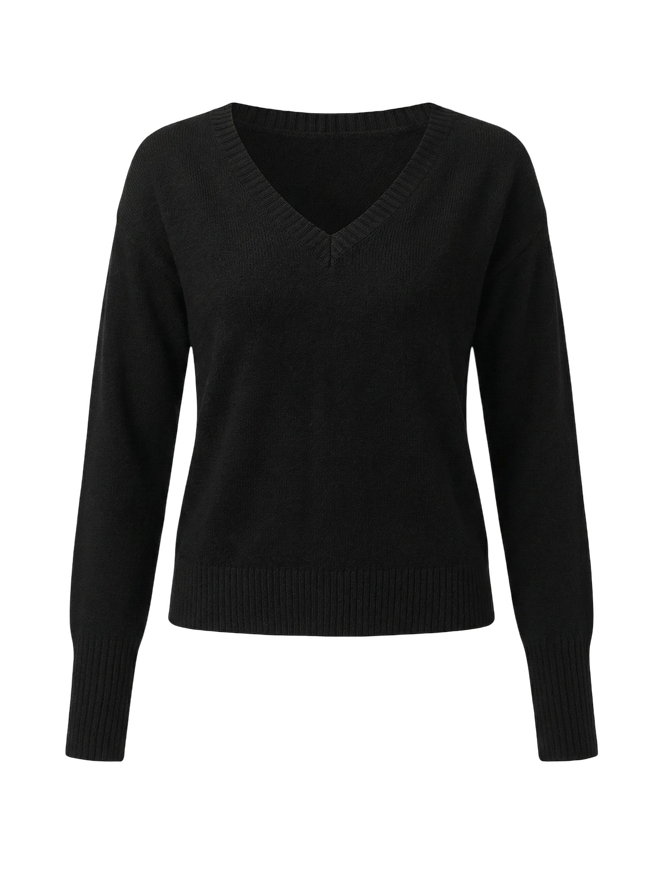 Risa–V Cut Sweater - Vessita