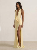 Lia-Lemon Halter Gown - Vessita
