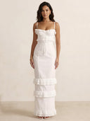 Nira-Eyelet Ruffle Maxi - Vessita