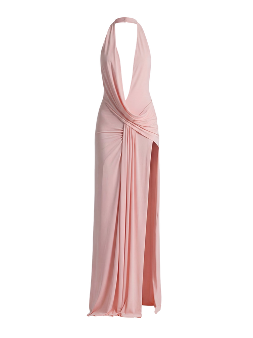 Lia-Lemon Halter Gown - Vessita