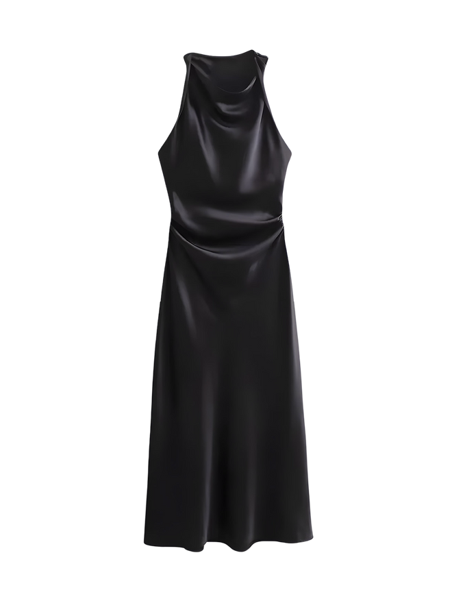 Rhea-Satin Cowl Dress