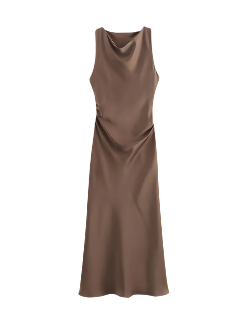Rhea-Satin Cowl Dress