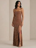 Lina-Stone Slit Dress