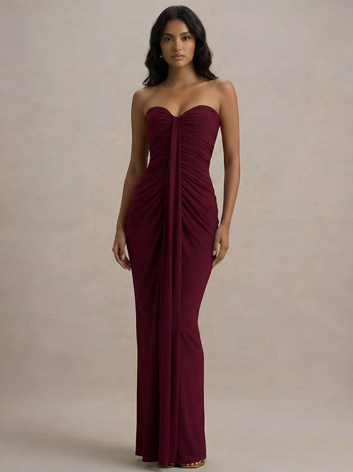 Lina-Ruched Maxi Gown