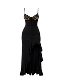 Nina-Ruffle High Slit Gown