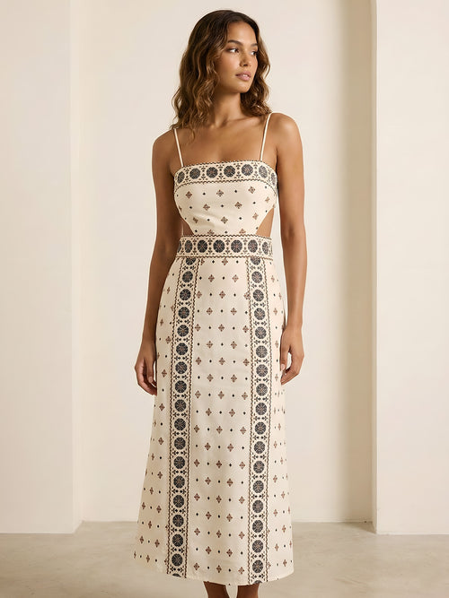 Aven-Vintage Print Dress - Vessita