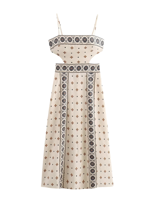 Aven-Vintage Print Dress - Vessita