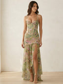 Elva-Ruffle Slit Dress