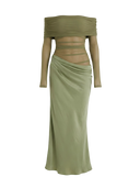 Eliya-Mesh Drape Gown