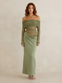 Eliya-Mesh Drape Gown