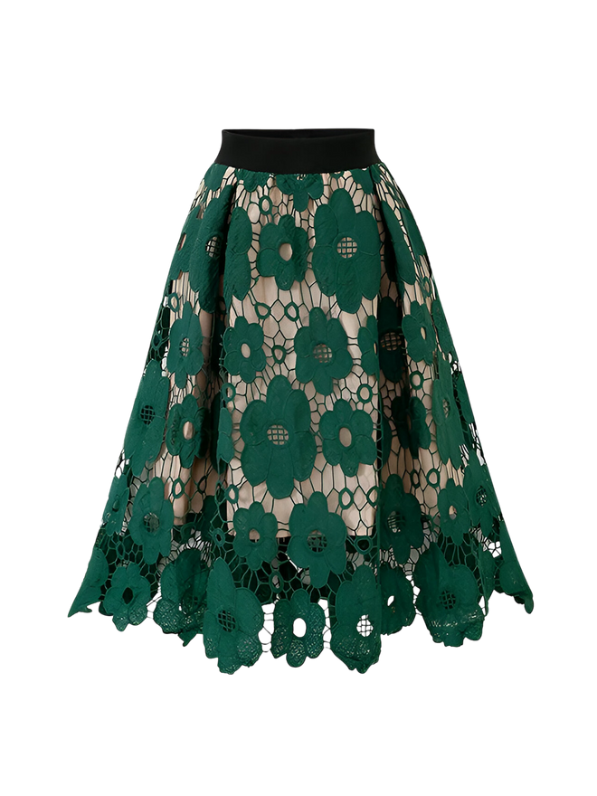 Liora–Floral Lace Skirt - Vessita
