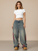 Ivy-Stripe Wide Jeans