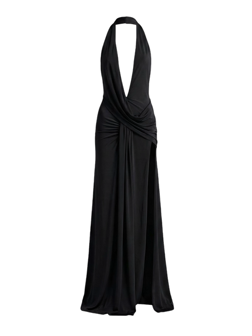 Lia-Lemon Halter Gown - Vessita