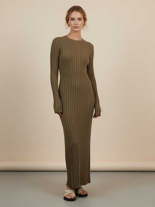 Tia-Ribbed Maxi Dress - Vessita