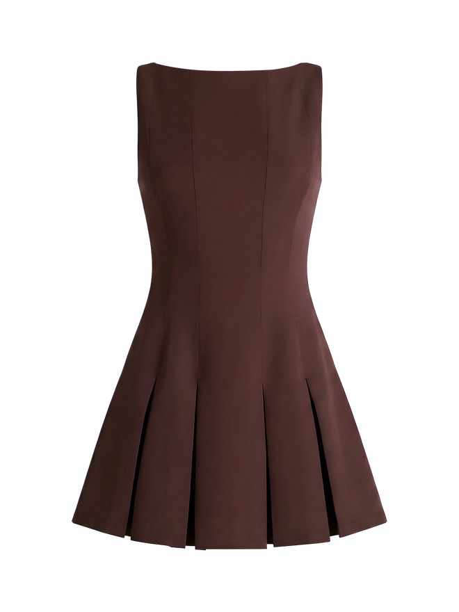 Eris-Pleated Mini Dress - Vessita