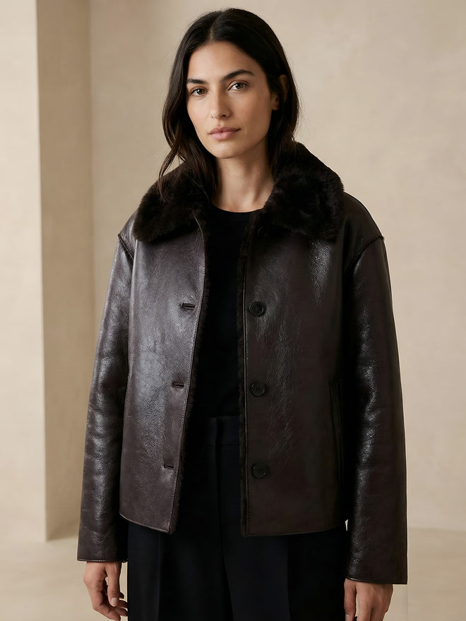 Nina-Leather Fur Jacket