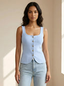Lina-Button Knit Top