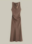 Lyra-Satin Cowl Dress