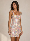 Floral Sequin Mini Dress
