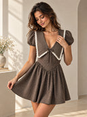 Lace Trim Plaid Dress