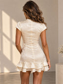 Satin Ruffle Mini Dress