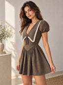 Lace Trim Plaid Dress