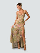 Elisa-Ruffle Slit Dress