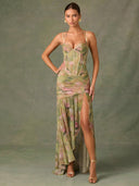 Elisa-Ruffle Slit Dress