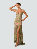 Elisa-Ruffle Slit Dress
