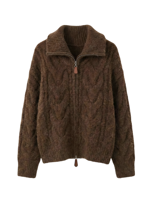 Ayla-Cable Knit Zip - Vessita