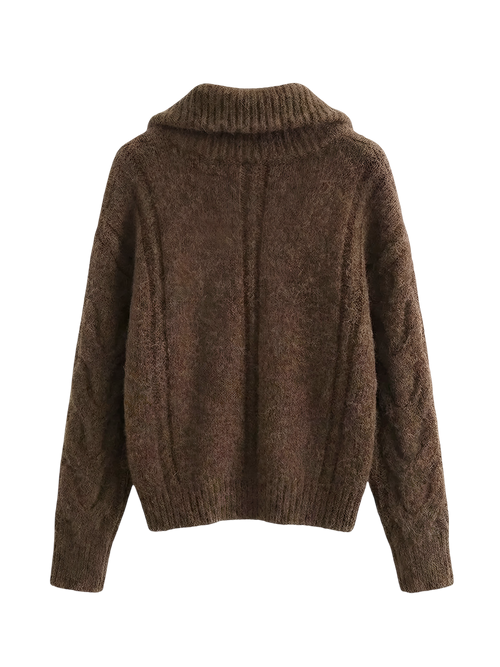 Ayla-Cable Knit Zip - Vessita