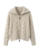 Ayla-Cable Knit Zip - Vessita