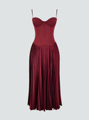 Mira-Satin Pleat Dress