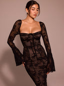 LYRA-Mesh Sleeve Dress