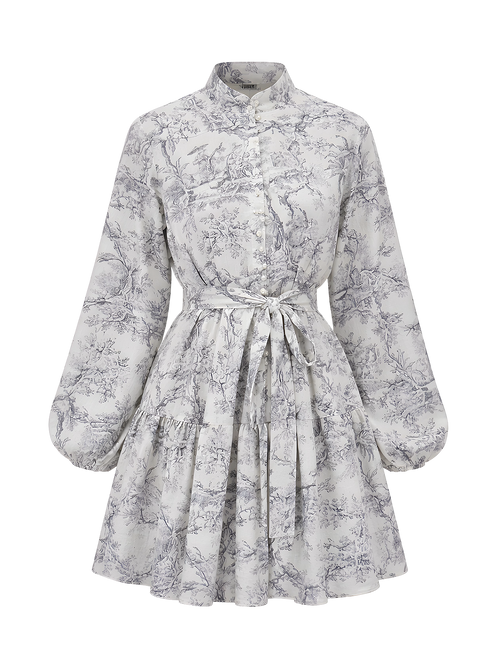 Renée-Vintage Print Dress - Vessita