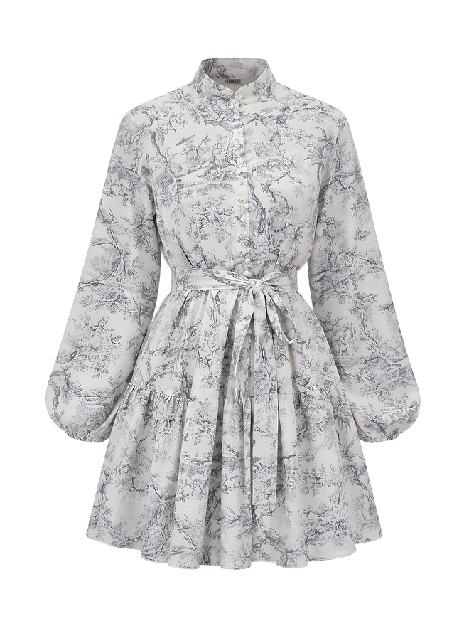 Renée-Vintage Print Dress - Vessita