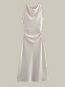 Lyra-Satin Cowl Dress