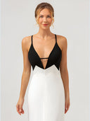 Lina-Contrast Slit Dress
