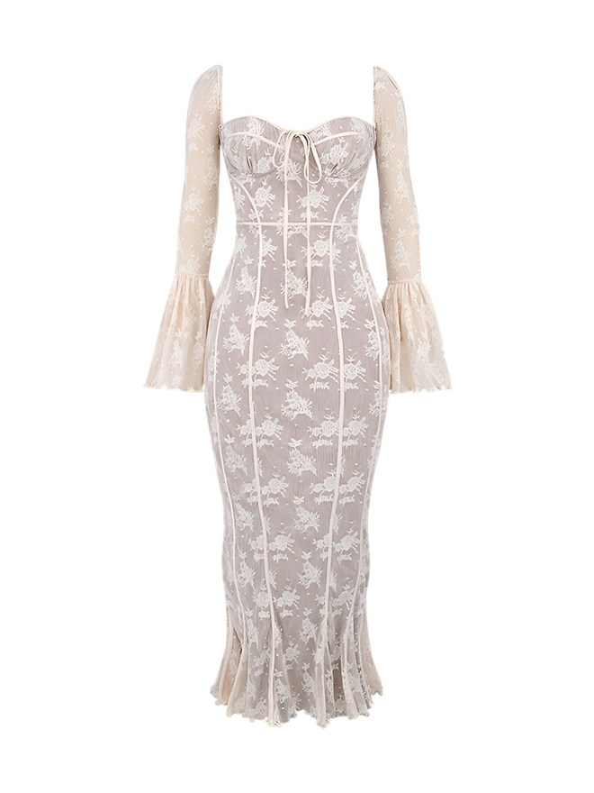 Liora-Mesh Sleeve Dress