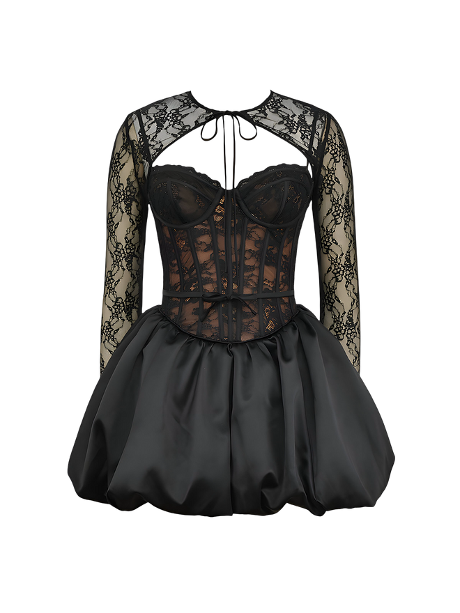 Vera-Lace Puff Dress - Vessita