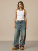 Ivy-Stripe Wide Jeans