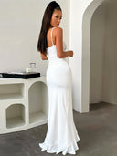Nina-Ruffle High Slit Gown