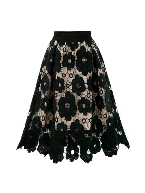 Liora–Floral Lace Skirt - Vessita