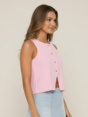 Adele-Knit Button Top