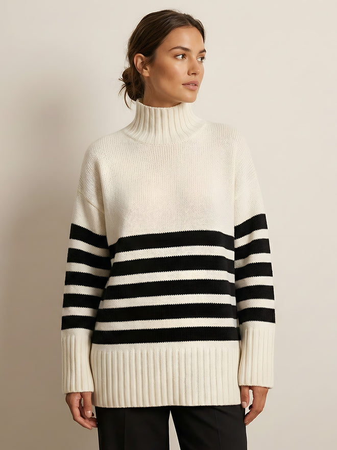 Lora–Striped Cozy Pullover - Vessita