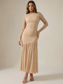 Soraya-Mesh Drape Dress