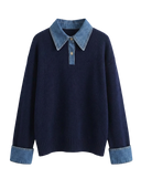 Lina-Denim Collar Knit