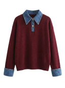 Lina-Denim Collar Knit